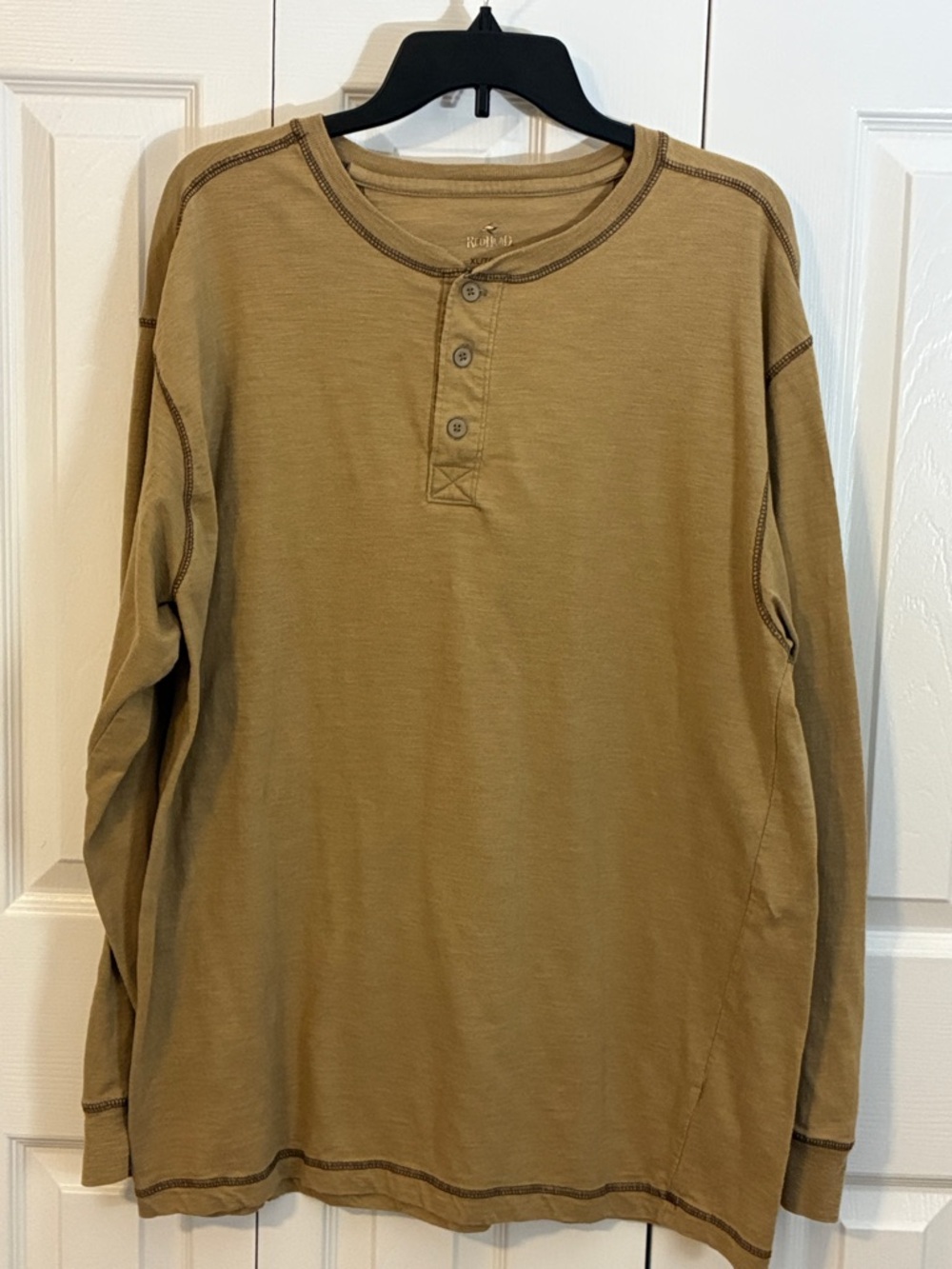 Red Head Men’s Long Sleeve Light Brown Henley Shirt- XL